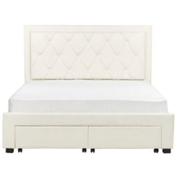 Beliani Bed With Storage Drawers Velvet Lievin 160 X 200 Cm (Eu King Size) Light Beige - thumbnail 7