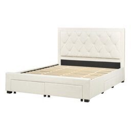 Beliani Bed With Storage Drawers Velvet Lievin 160 X 200 Cm (Eu King Size) Light Beige - thumbnail 6