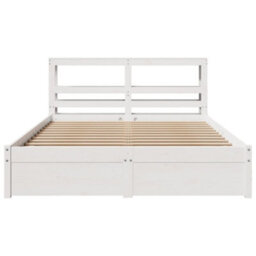 Berkfield Bed Frame With Headboard Without Mattress White 150X200 Cm King Size - thumbnail 4