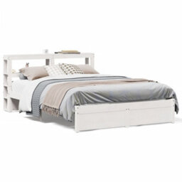Berkfield Bed Frame With Headboard Without Mattress White 150X200 Cm King Size - thumbnail 2