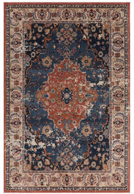 Traditional Bordered Persian Floral Easy To Clean Rug For Dining Room Bed Room And Living Room-155Cm X 230Cm - image 1
