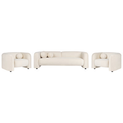 Beliani Living Room Set 5 Seater Leiren Velvet Off-White - image 1