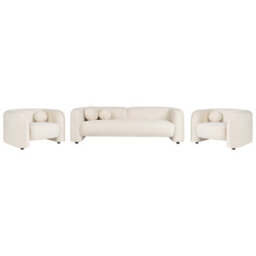 Beliani Living Room Set 5 Seater Leiren Velvet Off-White
