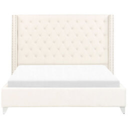 Beliani Bed Velvet Lubbon 160 X 200 Cm (Eu King Size) Off-White - thumbnail 4