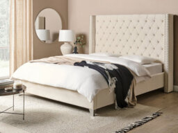 Beliani Bed Velvet Lubbon 160 X 200 Cm (Eu King Size) Off-White - thumbnail 2