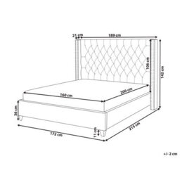 Beliani Bed Velvet Lubbon 160 X 200 Cm (Eu King Size) Off-White - thumbnail 3
