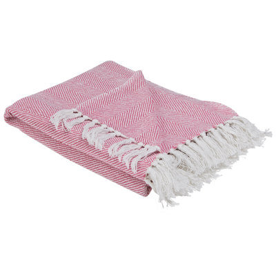 Beliani Blanket Tangier Cotton 130 X 160 Cm Pink - image 1
