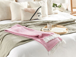 Beliani Blanket Tangier Cotton 130 X 160 Cm Pink - thumbnail 2