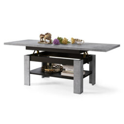 Heze Furniture Runa 2 In 1 Extending Coffee / Dining Table 130-170Cm - Concrete / Black - thumbnail 5