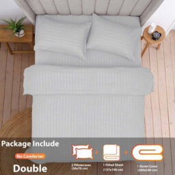 Aspire Homeware Silver Duvet Cover Complete Set, Reversible Modern Bedding Set, Double (L)200Cm X (W)200Cm - thumbnail 2