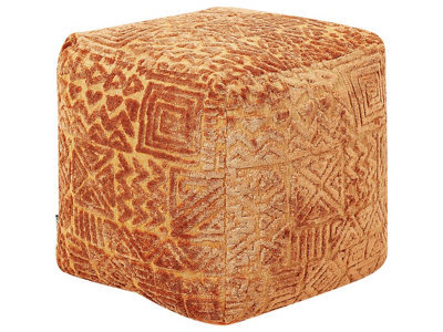 Wyld And Coco Bohonest Pouffe Golden Brown 50 X 50 X 50 Cm - Tufted Viscose Cover With Thick Eps Filling - image 1