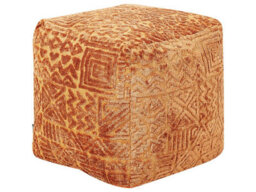 Wyld And Coco Bohonest Pouffe Golden Brown 50 X 50 X 50 Cm - Tufted Viscose Cover With Thick Eps Filling - thumbnail 1