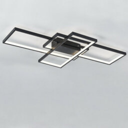 Living And Home Black Frame Modern Rectangular Led Semi Flush Ceiling Light Fixture 110Cm Dimmable With Remote - thumbnail 5
