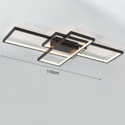 Living And Home Black Frame Modern Rectangular Led Semi Flush Ceiling Light Fixture 110Cm Dimmable With Remote - thumbnail 6