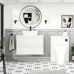 Royal Bathrooms Royal Bathroom Elmore 800mm Classic White Wall Mounted Bathroom Vanity Unit 2 Drawer Plain White Worktop With Cube Basin - thumbnail 5