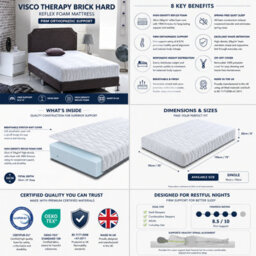 "Rest Relax 6Ft Super King Super Firm Orthopaedic Reflex Foam Mattress, Visco Therapy Brick Hard, High-Density Support, 20Cm / 8"" Deep" - thumbnail 2