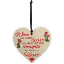 Red Ocean First In My Thoughts First In My Heart Wooden Hanging Heart - thumbnail 5
