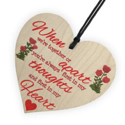 Red Ocean First In My Thoughts First In My Heart Wooden Hanging Heart - thumbnail 6