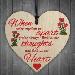 Red Ocean First In My Thoughts First In My Heart Wooden Hanging Heart - thumbnail 1