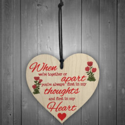 Red Ocean First In My Thoughts First In My Heart Wooden Hanging Heart - thumbnail 2