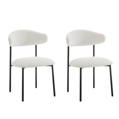 Home Detail Emerson Boucle Dining Chair Set Of 2, White - image 1