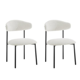 Home Detail Emerson Boucle Dining Chair Set Of 2, White - thumbnail 1