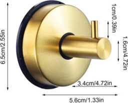 2 Pack Stainless Steel Suction Cup Hooks, For Bathroom, Kitchen, Shower, Tile Hooks (Gold) - thumbnail 2