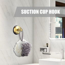 2 Pack Stainless Steel Suction Cup Hooks, For Bathroom, Kitchen, Shower, Tile Hooks (Gold) - thumbnail 3