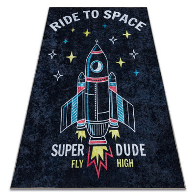 RugsX Junior 52069.801 Washing Carpet Space, Rocket For Children Anti-Slip -  200X290 Cm - image 1