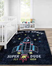 RugsX Junior 52069.801 Washing Carpet Space, Rocket For Children Anti-Slip -  200X290 Cm - thumbnail 5