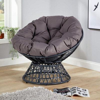 Home Source Oasis Dark Grey Cushioned Round Outdoor Papasan Chair - image 1