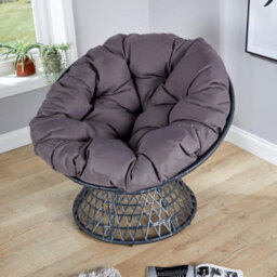Home Source Oasis Dark Grey Cushioned Round Outdoor Papasan Chair - thumbnail 7