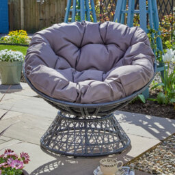Home Source Oasis Dark Grey Cushioned Round Outdoor Papasan Chair - thumbnail 2