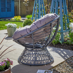 Home Source Oasis Dark Grey Cushioned Round Outdoor Papasan Chair - thumbnail 5