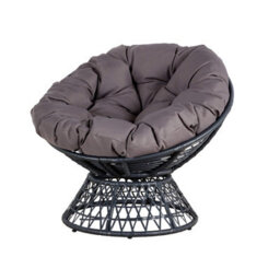 Home Source Oasis Dark Grey Cushioned Round Outdoor Papasan Chair - thumbnail 8