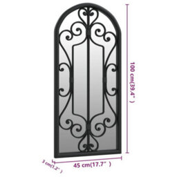 Berkfield Mirror Black 100X45 Cm Iron For Indoor Use - thumbnail 6