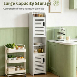 New Waterproof Bathroom Tall Cabinet Free Standing Floor Storage Unit Cupboard - thumbnail 5