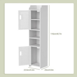New Waterproof Bathroom Tall Cabinet Free Standing Floor Storage Unit Cupboard - thumbnail 2