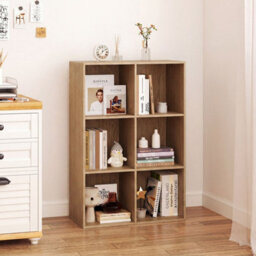Natural Modern 6 Cube Bookshelf Display Rack Horizontal Vertical Bookcase Organizer - thumbnail 3