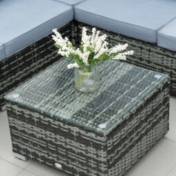 Outsunny 4 Pieces Rattan Garden Furniture Sofa Set With Coffee Table Grey - thumbnail 8