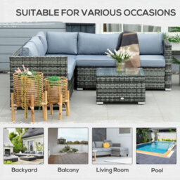 Outsunny 4 Pieces Rattan Garden Furniture Sofa Set With Coffee Table Grey - thumbnail 7