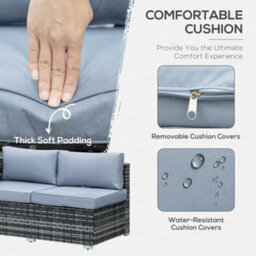 Outsunny 4 Pieces Rattan Garden Furniture Sofa Set With Coffee Table Grey - thumbnail 5