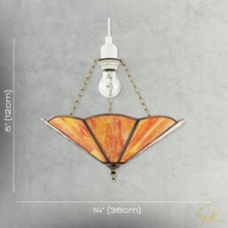 Happy Homewares Orange Amber Chic Tiffany Glass Easy Fit Pendant Shade With Chains - thumbnail 7
