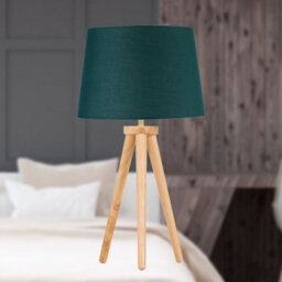 First Choice Lighting Voyage - Light Oak Table Lamp Or Bedside Light With Dark Green Shade - thumbnail 3