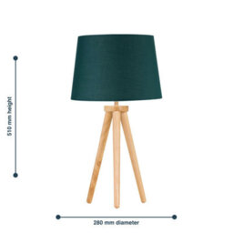 First Choice Lighting Voyage - Light Oak Table Lamp Or Bedside Light With Dark Green Shade - thumbnail 5
