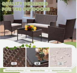 Patio Furniture 4 Pieces Conversation Sets Wicker Rattan Chairs Garden Sofa - thumbnail 3