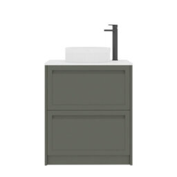 Royal Bathrooms Royal Bathroom Elmore 700mm Matt Green Freestanding Bathroom Vanity Unit 2 Drawer Plain White Worktop With Round Basin - thumbnail 7