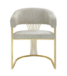 Stratus Interiors Prado Luxury Dining Chair Black Leather With Gold Frame - Armless Comfy Kitchen Dining Chair 86X51.5X60Cm