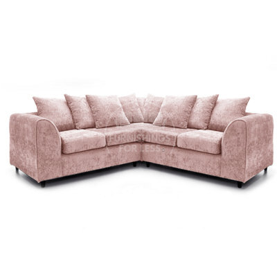 Furnishings For Less UK Monaco Chenille Fabric 5 Seater L Shaped Corner Sofa  Pink