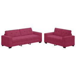 Vidaxl Sofa Set 2 Pcs Wine Red 221 X 78 X 80 Cm Velvet - thumbnail 2
